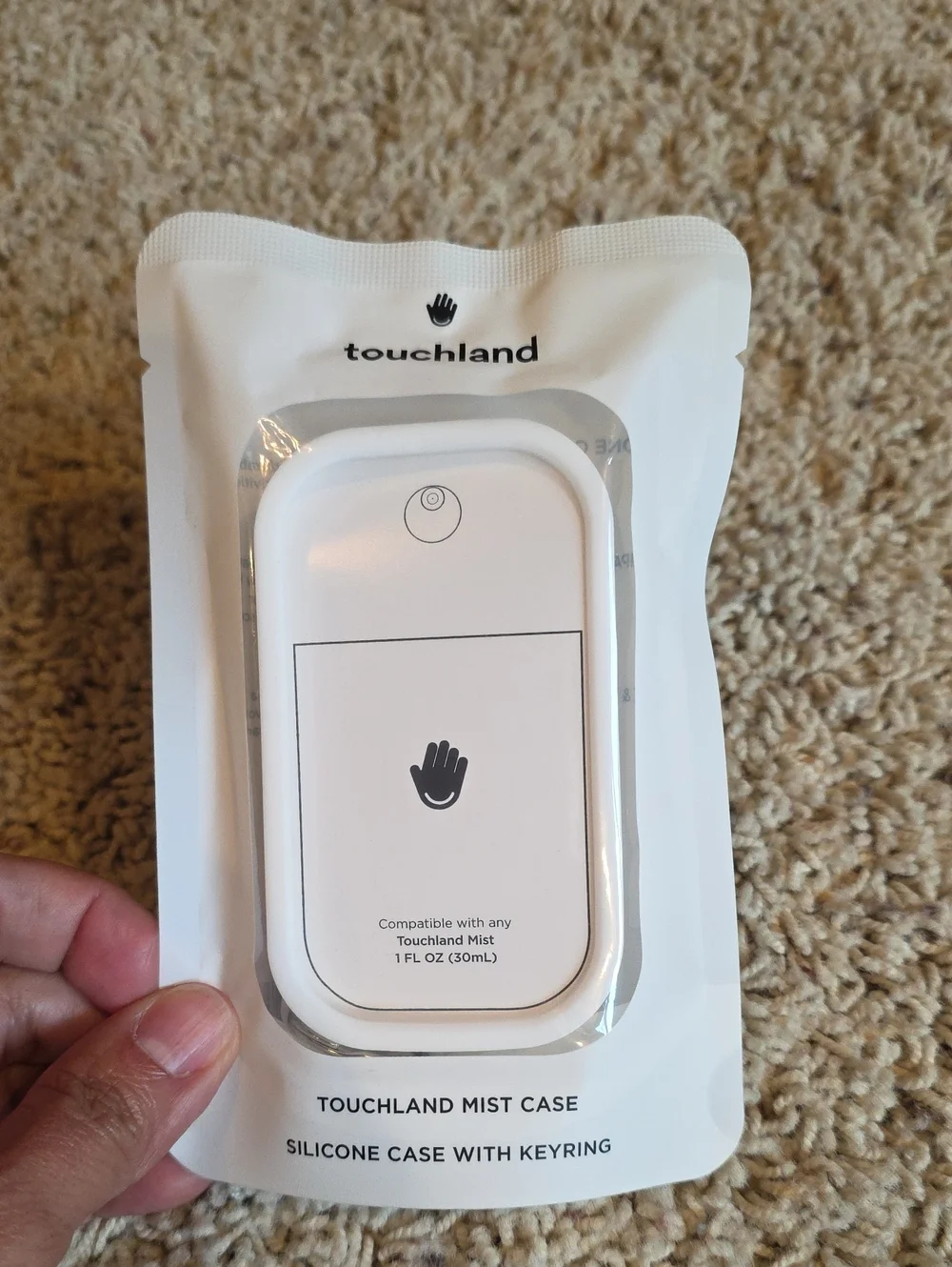 Touchland White Silicone Mist Case with Keyring - Protective Carrying Sleeve